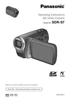 Panasonic SDR S 7 manual. Camera Instructions.